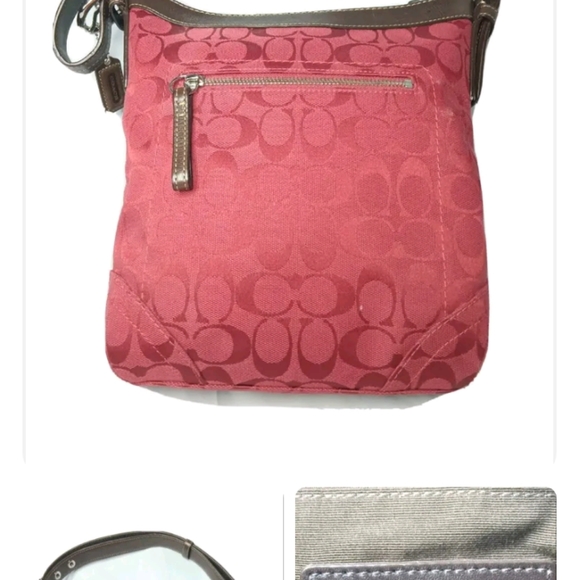 Coach Red Signature C Canvas Leather Crossbody Duffle Shoulder Bag - Picture 3 of 5